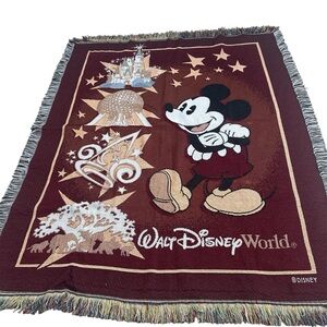 Mickey Mouse Tapestry Woven Throw Walt Disney World 4 Parks Blanket 46”x54”‎
